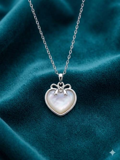 Iridescent Heart  Polished Ribbon Pendant