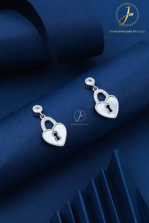 HeartLock Elegance Sterling Silver Drop Earrings