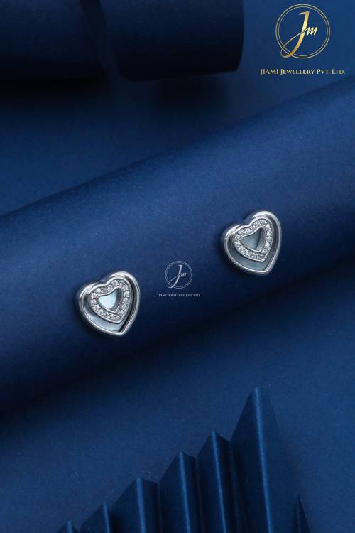 Eternal Heart Glow Sterling Silver Stud Earrings